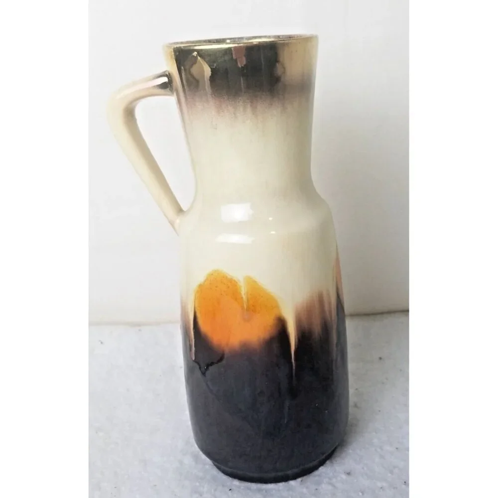 Vase W Germany Bay Keramik 60's brown orange metallic gold‎ Mid century 267 20